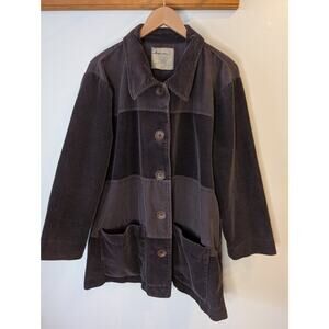 Mod-o-doc Womens Brown Corduroy Patchwork Jacket Button Front Oversized XL